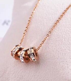 朵朵韩版时尚风玫瑰金钛钢锁骨链