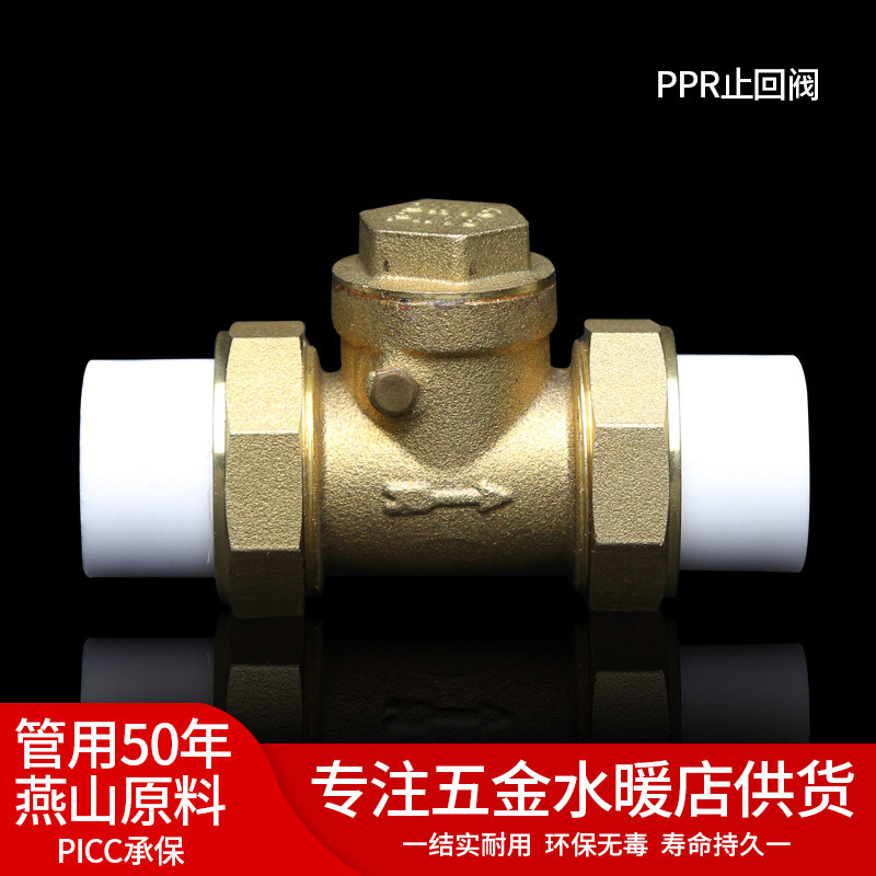 PPR双热熔止回阀黄铜单向阀门卧式4分20 6分25 1寸32自来水管配件_虎窝淘