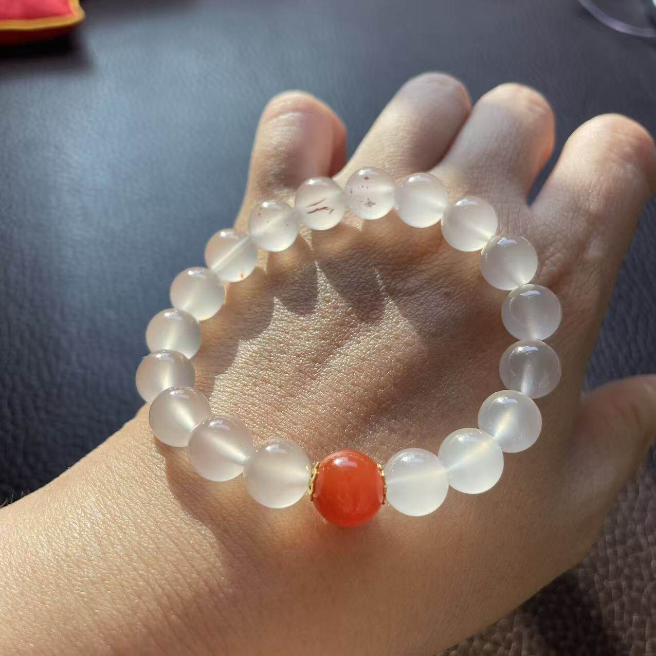 天然南红玛瑙手串女串珠子弹力绳小众DIY手作叠戴单圈手串手链