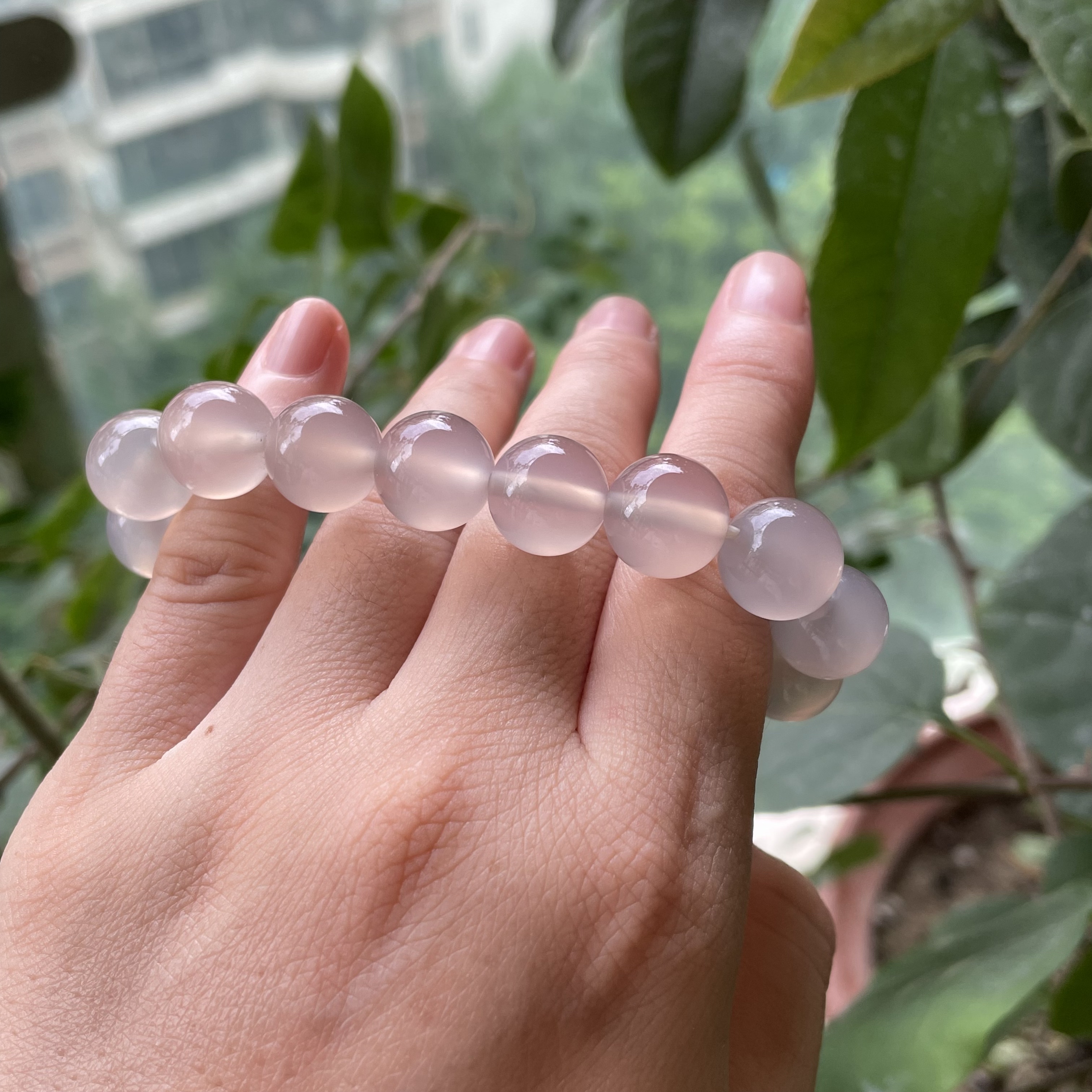 天然冰紫玛瑙烟紫色手串12mm珠子手链