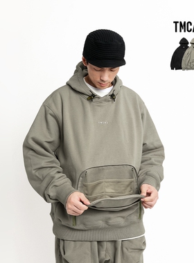 TMCAZ Tool Bag Hoodie 山系机能工具袋宽松重磅针织连帽套头卫衣