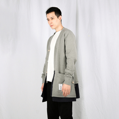 微弹混纺毛圈布麻长款开衫