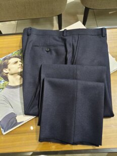 可机洗男士西裤意大利进口DRAGO羊毛面料四面弹藏蓝花纱 秋冬新款