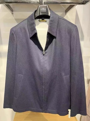 TRANDS山羊绒行政夹克，进口哥伦布面料，藏蓝色，吊牌价18600