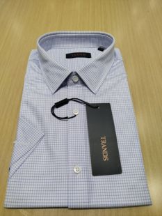 TRANDS半袖衬衫。5A级100桑蚕。手感柔软滑糯有弹力。吸湿透气。