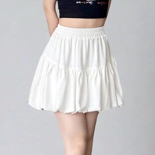 白色云朵裙水母短裙花苞防走光内衬裤裙灯笼裙25夏裤减龄a字裙子