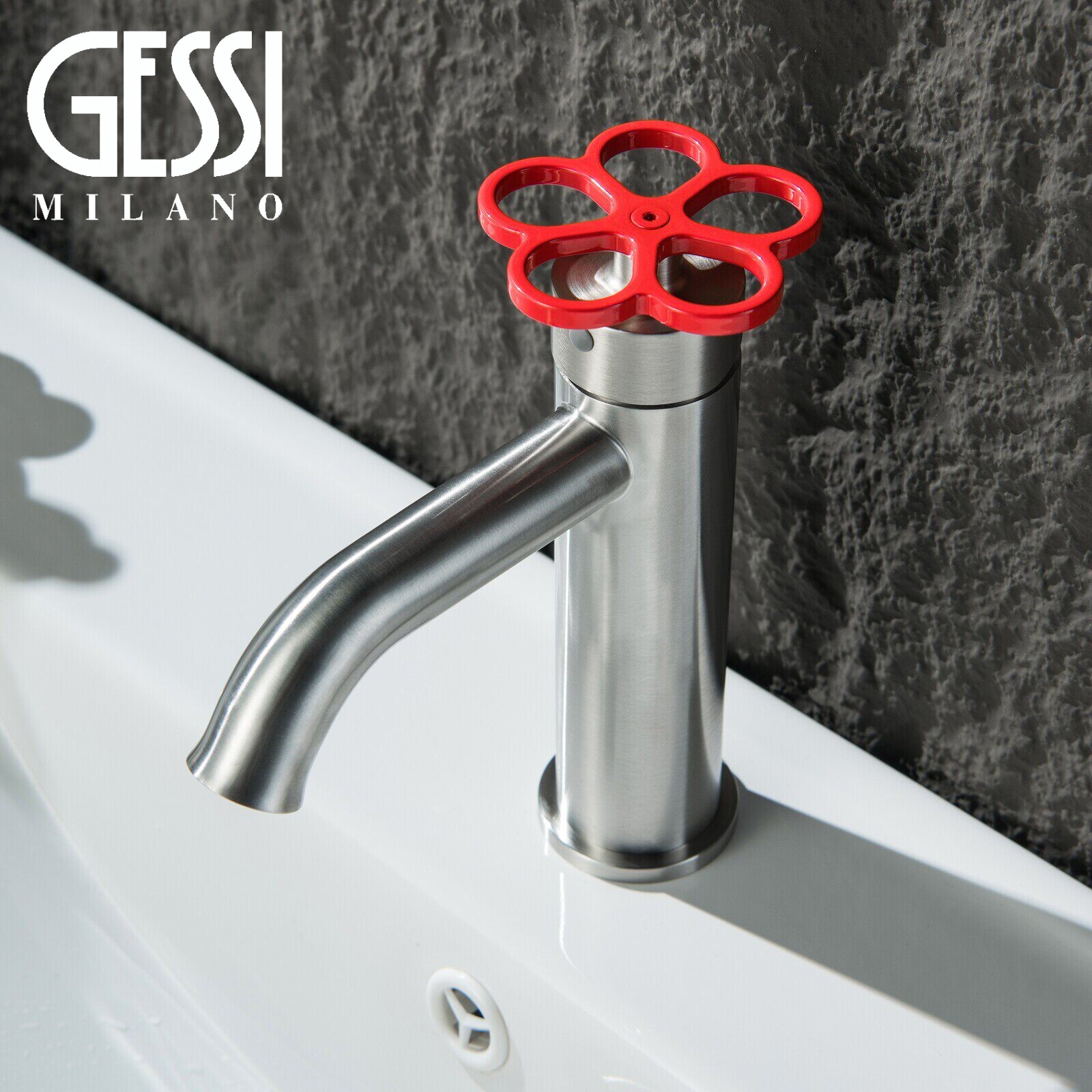 意大利GESSI捷仕拉丝镍浴室小红花全铜水龙头冷热洗菜盆面盆龙头