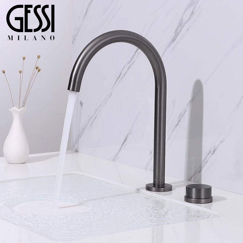 意大利GESSI捷仕极简面盆洗手盆分体式水龙头冷热双孔可旋转龙头