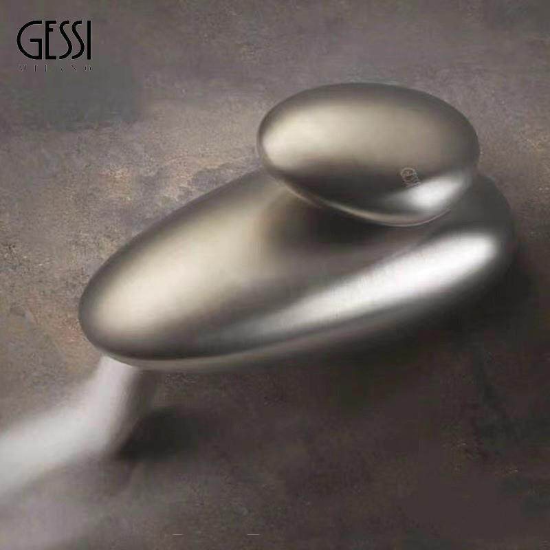 意大利水龙头EQUILIBRIO鹅卵石拉丝镍平衡艺术感铜面盆龙头