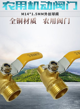 农用新款螺纹机动4分转M14×15外丝阀门 喷雾器打药机变径铜球阀