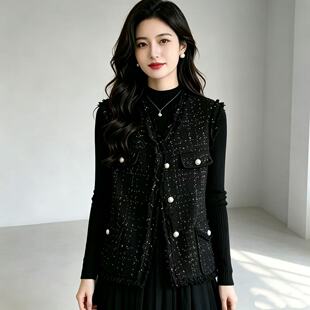 韩版春秋2026新款小香风马甲女百搭显瘦短款马夹休闲风外套背心女