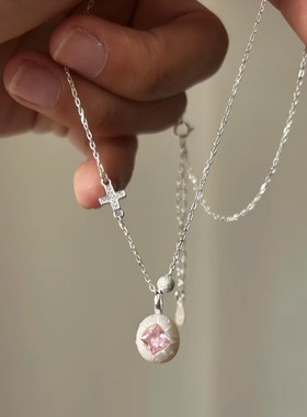 新款冷淡风八芒星粉钻项链女时尚高级感气质锁骨链小众轻奢风颈