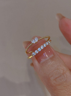 爱心开口戒指2件套装轻奢小众设计时尚指环网红百搭爱心戒指女