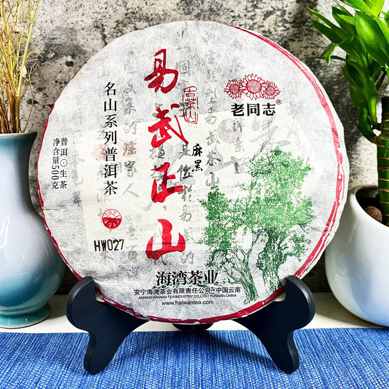 云南普洱茶生茶老同志2021年易武正山麻黑古树500克大饼礼品茶叶