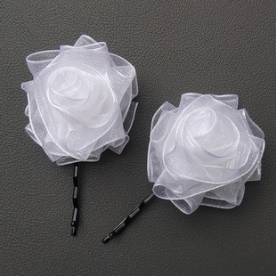 殡葬用品头花新款高档手工白色头花带发夹卡子丧事小白花厂家直销