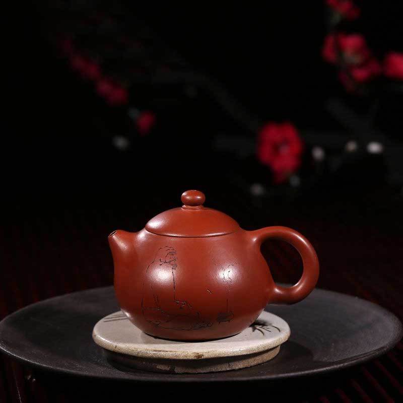 名壶秋月宜兴紫砂文旦壶原矿大红袍茶壶名家许小亚纯手工紫砂茶壶