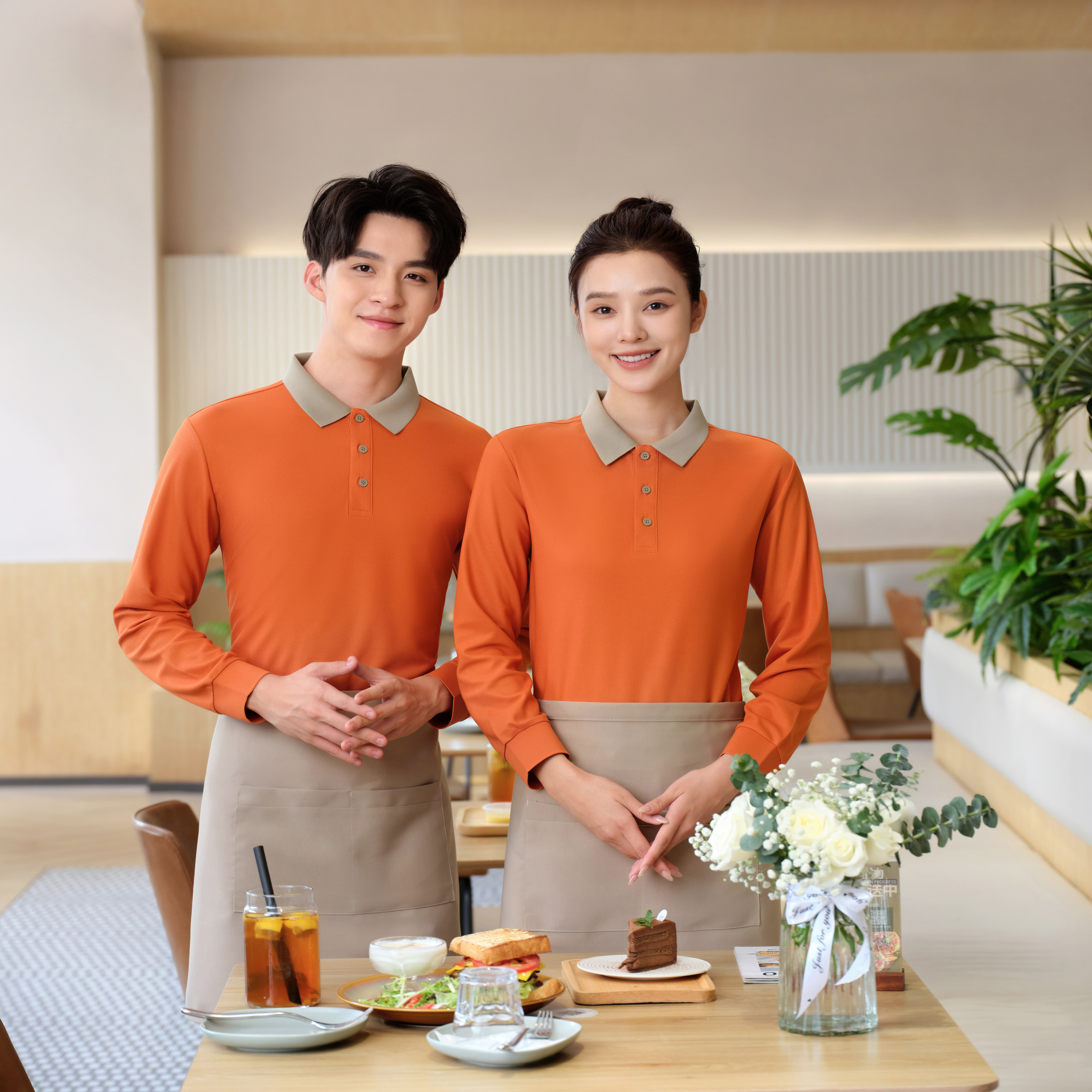 餐饮服务员工作服定制长袖T恤印logo秋季火锅店餐厅POLO衫工装男,女装/女士精品,酒店工作制服,淘宝优惠券,粉丝福利购,淘宝优惠卷