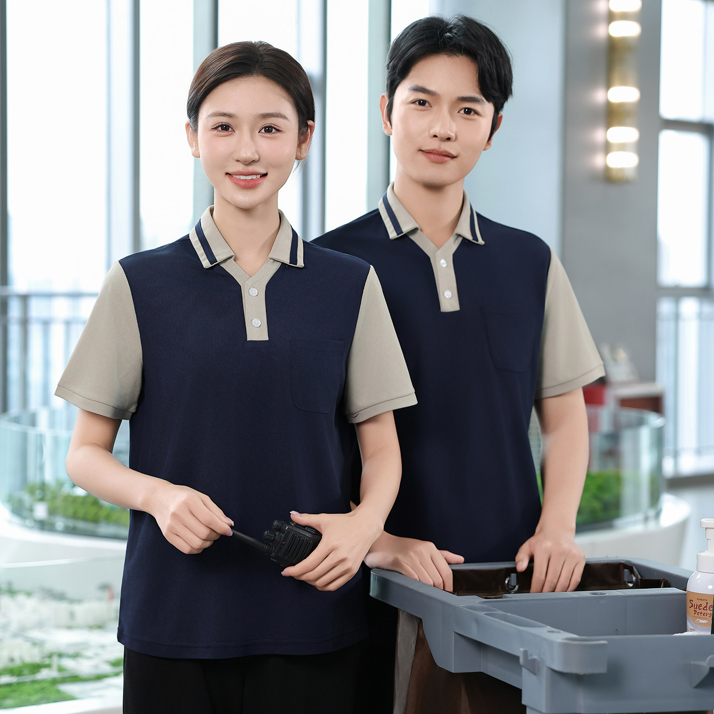 保洁工作服夏装短袖T恤定制酒店宾馆客房物业阿姨清洁PA制服套装