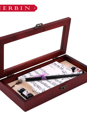 法国Herbin蘸水笔音乐家木礼盒27803T送礼英文书法包邮