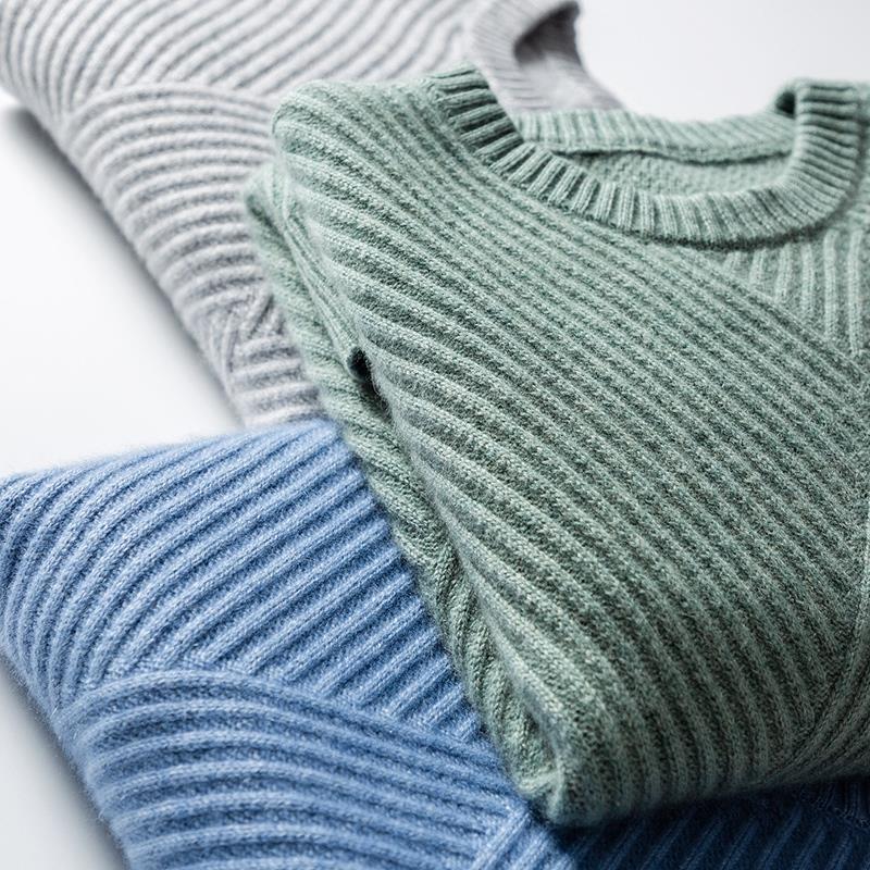 羊绒衫男山圆领提花衫冬