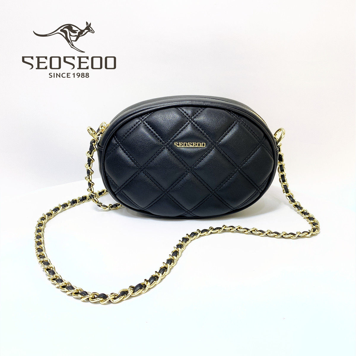 seoseoo南奥袋鼠女包2022新款质感小香风单肩斜挎菱格链条包90897