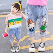 Quần short bé trai denim mùa hè mỏng phần nhỏ quần trẻ em lỗ bảy quần bé mùa hè váy bé gái quần - Quần jean