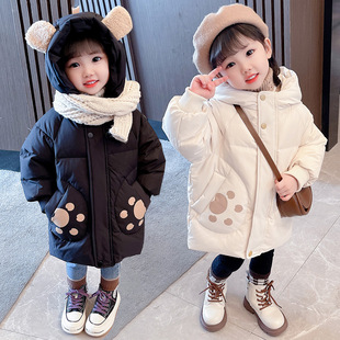 儿童轻薄羽绒服冬季保暖白鸭绒女童长款棉服冬装洋气加厚宝宝外套