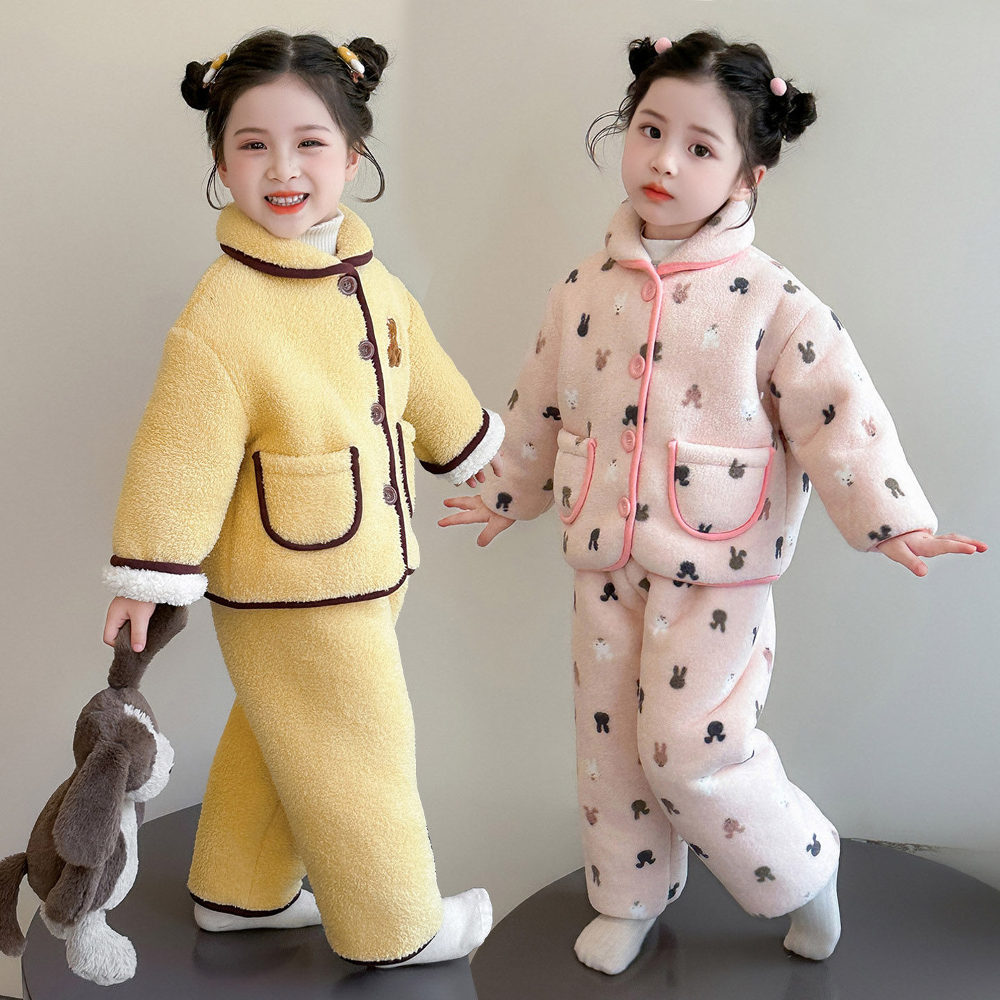 女童加绒睡衣冬季加厚珊瑚绒儿童三层夹棉女孩保暖宝宝家居服套装,童装/婴儿装/亲子装,家居服套装,淘宝优惠券,粉丝福利购,淘宝优惠卷