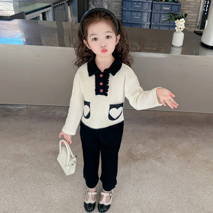 女童小香风套装春装洋气拼色儿童外套女孩衣服春秋宝宝裤子两件套