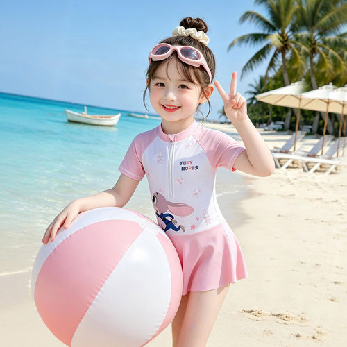 儿童连体泳衣夏季卡通裙式游泳衣