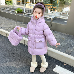 儿童羽绒服冬季2025新款白鸭绒女童中长款棉服洋气加厚女宝宝外套