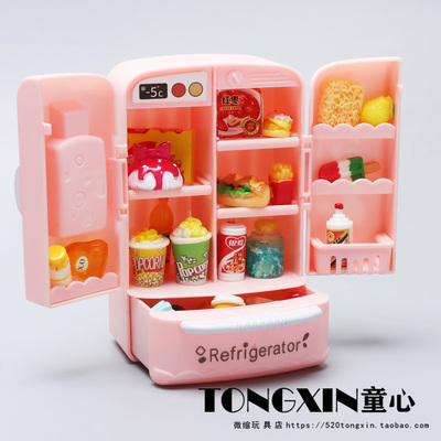 食玩双开门小冰箱微缩厨房套装