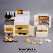 迷你仿真厨房小家电冰箱电饭锅蒸蛋器调料品食物娃娃屋模型小摆件