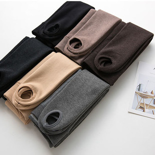 袜磨毛薄绒踩脚打底裤 纯棉连裤 外穿女加绒加厚健美裤 2024秋冬新款