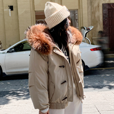 超好看韩系大毛领冬季羽绒棉服