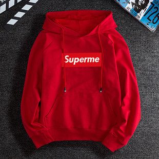 2025年秋新款男女情侣学生时尚卫衣黑色潮流纯棉长袖Supermet恤男