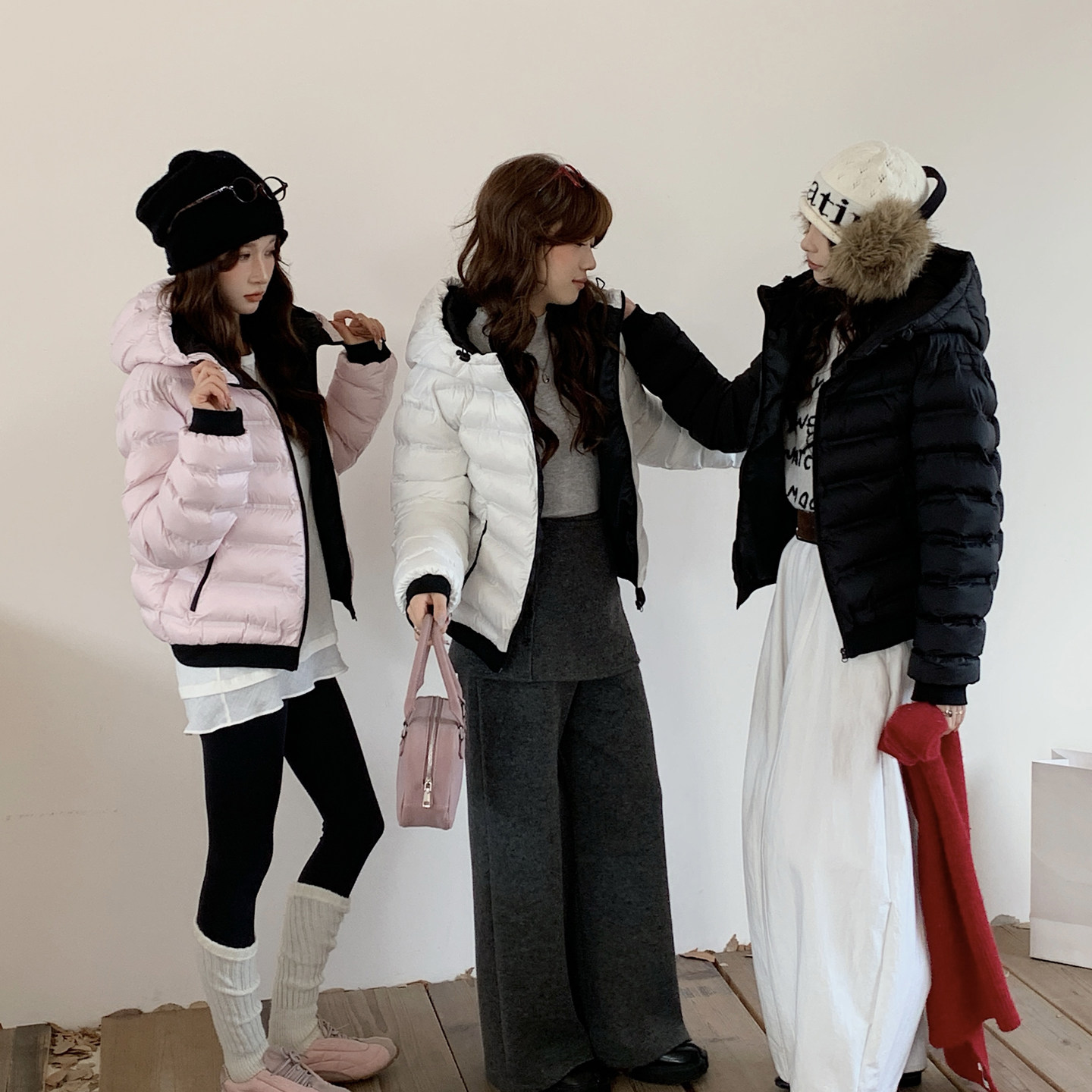 排骨拼色短款显身材减龄羽绒棉服