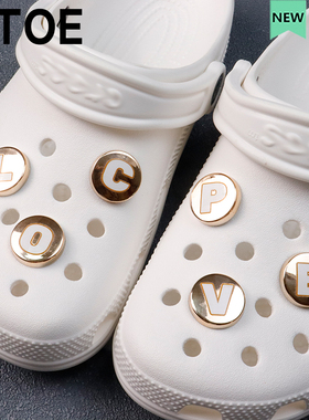 MTOE 金色字母Crocs洞洞鞋配饰diy鞋扣配件朋克鞋花Cros装饰扣TJC
