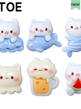 MTOE 蓝色小猫洞洞鞋配饰diy海洋贝壳扑家大孔nativ小孔鞋备注