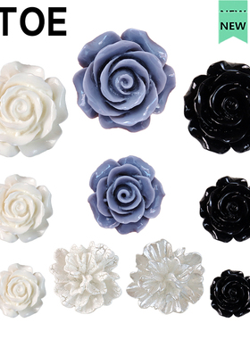 MTOE 黑白灰玫瑰Crcs洞洞鞋配饰diy鞋扣配件鞋花鞋带扣装饰扣1-1