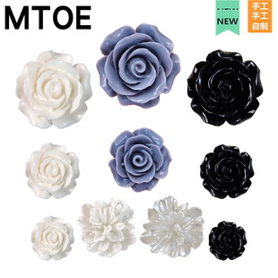 MTOE 黑白灰玫瑰Crcs洞洞鞋配饰diy鞋扣配件鞋花鞋带扣装饰扣1-1