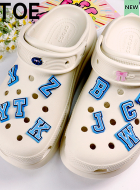 MTOE 蓝色软胶英文字母CrcOs洞洞鞋配饰diy鞋带扣朴家鞋花备注TJC