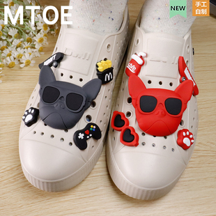 配饰diy软胶鞋 native洞洞鞋 扣6 花 MTOE 10mm小孔鞋 红黑酷狗套装