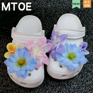 鞋 MTOE 花 饰扣cro套装 带扣配件装 蓝粉佳人娟花洞洞鞋 配饰diy鞋