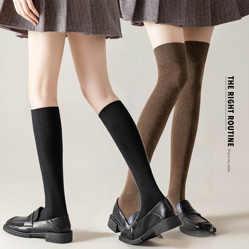 纯棉保暖全棉百搭小腿袜