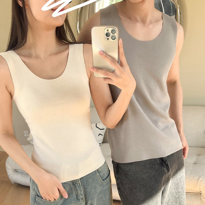 羊绒+桑蚕丝无痕情侣保暖背心