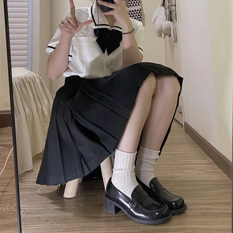 纯色百搭少女日系中筒袜