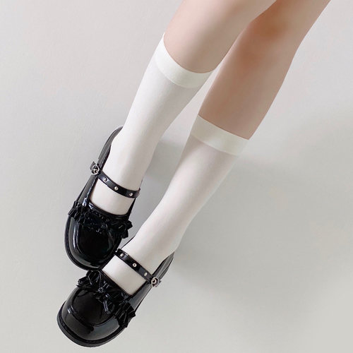 一期一会显瘦少女奶白小腿袜