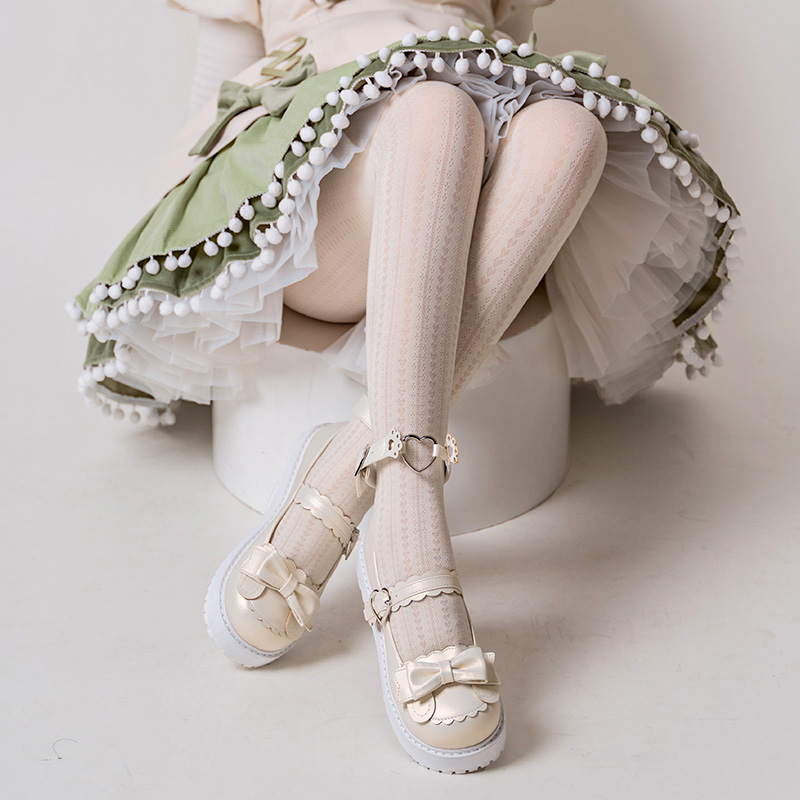 日系春秋爱心立体提花连裤袜