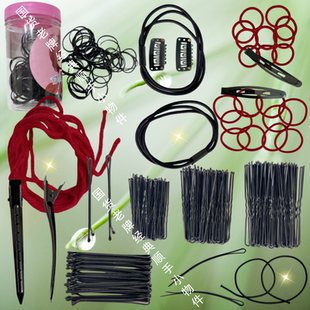 汉服假发盘发红绳红毛线懒人式一字U型卡鸭嘴夹皮筋头绳在水一方